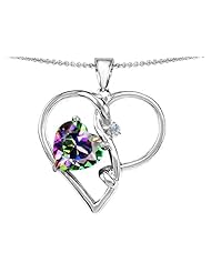Original Star K (tm) Large 10mm Heart Shape Rainbow Mystic Topaz Knotted Heart Pendant in 925 Sterling Silver