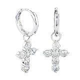 1.5 Carat Sterling Silver CZ Cross Earrings