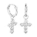 Jewelry : 1.5 Carat Sterling Silver CZ Cross Earrings