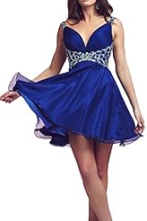 Sexy V-neck Beaded Cocktail Chiffon Homecoming Dress/Prom Dress 