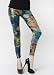 Stella Elyse Chaotic World Blue and Orange Pleather Printed Liquid Leggings Size Small/Medium