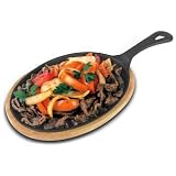 Cast Iron Fajita Pan w/Wood Base