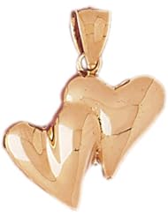 Dazzlers Solid 14k Gold Floating Double Heart Charm Pendant Available in three colors from jewelsberry (weights: 4.2 grams only)
