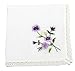 Dainty Floral Embroidered Cotton Handkerchief with Lace Trim
