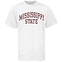 Mississippi State Bulldogs White Vertical Arch Logo T-shirt