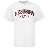 Mississippi State Bulldogs White Vertical Arch Logo T-shirt
