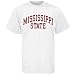 Search : Mississippi State Bulldogs White Vertical Arch Logo T-shirt