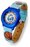 Teddy Smith - 3020812 - Montre Enfant - Thème Basket - Quartz Analogique - Bracelet Cuir Bleu Motifs Ballons de Basket