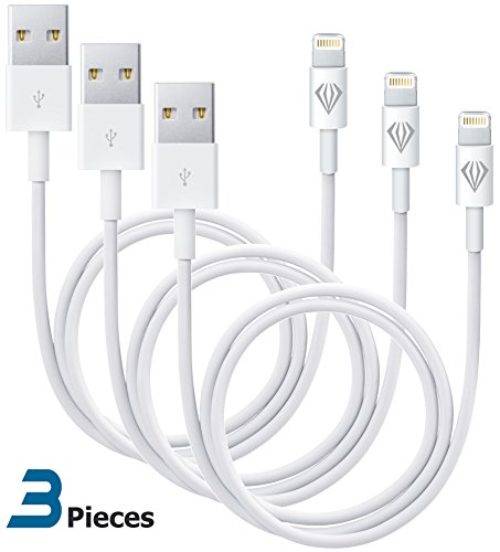 CsyncDirect 3-Feet 8-Pin Lightning to USB Cable for Apple iphone 6 / 6 Plus, 5s, 5c, 5 , iPod 7, iPad Mini, Mini 2, Mini 3, iPad 4, iPad Air, ipad Air 2 - Pack of 3