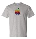 R.I.P. Steve Jobs Rainbow Apple on a Gray Vapor Apparel T-Shirt LARGE