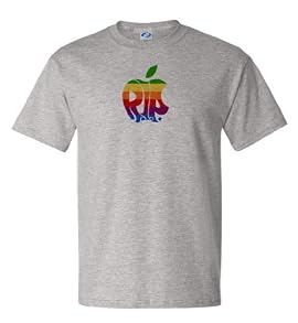 R.I.P. Steve Jobs Rainbow Apple on a Gray Vapor Apparel T-Shirt LARGE