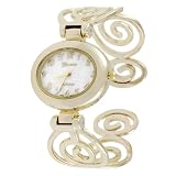 Geneva Platinum Polished Swirl Cuff Watch by Geneva