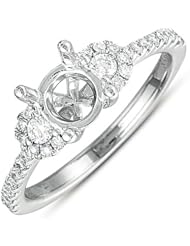 14K White Gold 0.3cttw Round Diamond Semi Mount Engagement Ring