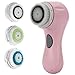 PleasingCare Sonic Facial Cleansing Brush, 2 Speeds, 3 Heads Included Rechargeable Face Cleaning Brush, Removing Makeup and Skin Care Must Have Pro Cleansing System (Pink)