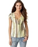 DKNY Jeans Printed Short-Sleeved Jersey V-Neck Top