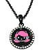 Black & Hot Pink Harajuku Kitty Charm Necklace with Ice BLING Crystals