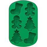 Wilton 6 Cavity Silicone Stocking, Boy and Tree Mold Pan