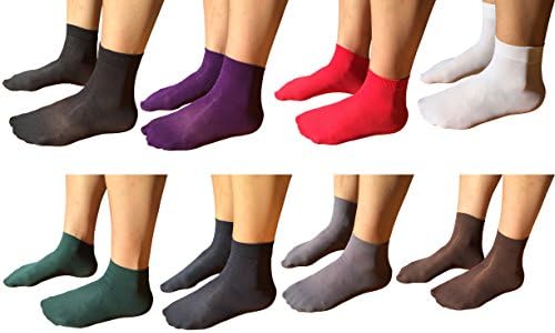 Womens Colorful Anklet Socks, 50 Denier, 8 Pair Pack (Assorted Colors)