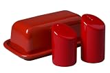 Waechtersbach Butterdish and Salt & Pepper Set, Cherry