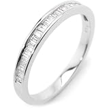 Image of Platinum and Diamond Baguette Cut Half Eternity Ring- 0.2ct Dia
