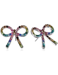 Betsey Johnson "Girlie" Crystal Bow Stud Earrings