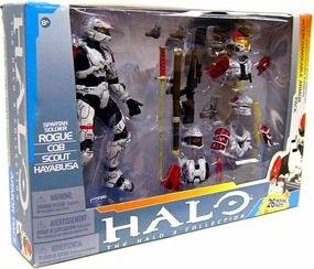 Halo 2009 McFarlane Toys Deluxe Action Figure Boxed Set Rogue Armor Pack WHITE Spartan Soldier Rogue, CQB, Scout And Hayabusa