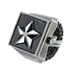 Biker Unisex Square Black And White Start Ring Watch #US-W2581