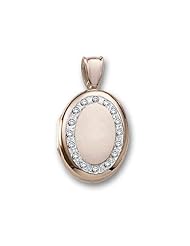 18k Premium Weight Yellow Gold Diamond Oval Locket 5/8 inch x 3/4 inch in 18K