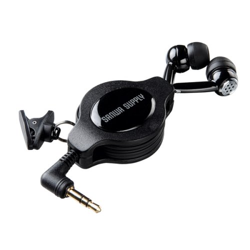 SANWA SUPPLY MM-HP114BK ステレオイヤホン(巻き取り式) ブラック