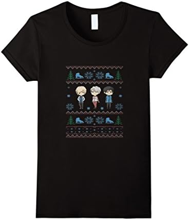 Women's Yuri on Ice Ugly Sweater T Shirt Medium Black