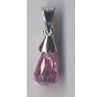 Pink CZ Teardrop Fishwire Pendant