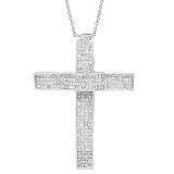 14K White Gold Mens Diamond Cross Pendant 8.50 Ctw