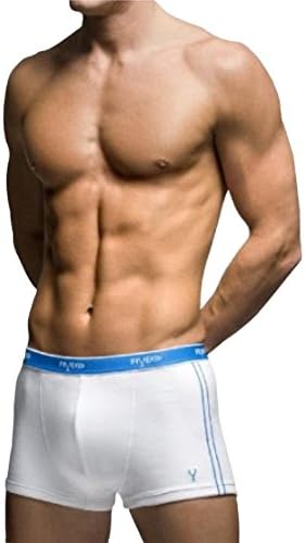 2 Pair pack FiveG Men's White Fairtrade Cotton square leg Trunks (Medium 33-35" Waist)