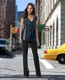 DKNY - DKNYC Striped Cap-Sleeve V-Neck Top & Straight-Leg Pants