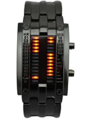 Baolihao Black Band Double Row Arrayed Couple Style Red LED Wrist Watch WTH0309
