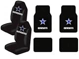 A Set of 4 Universal Fit NFL Plush Carpet Floor Mats and A Set of 2 Universal Fit Seat Covers - Dallas Cowboys