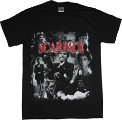 Scarface Montage Movie T-shirt Tony Montana Black