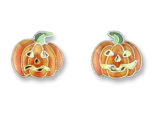 41bdaSZDsnL Sterling Silver Jewelry: Halloween Jack O Lantern Pumpkin Enamel & Stering Post Earrings