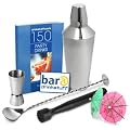 Cocktail Book Cocktail Set with Cocktail Shaker, Muddler, Jigger Measure, Mixing Spoon & 24 x Paper Cocktail Umbrellas | bar@drinkstuff Cocktail Kit, Cocktail Making Pack