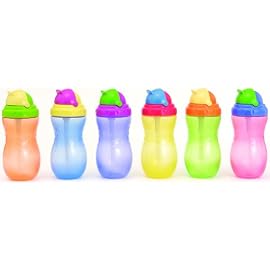 Nuby ストローボトル 420ml (ブルー・グリーン・オレンジ・ピンク・パープル・イエローのうち1色。色はおまかせ。)