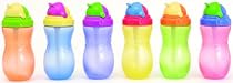 Nuby ストローボトル 420ml (ブルー・グリーン・オレンジ・ピンク・パープル・イエローのうち1色。色はおまかせ。)