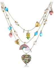 Betsey Johnson "Fairyland" Multi-Charm Heart Illusion Necklace, 19"