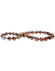 HinsonGayle AAA Handpicked 10-11mm Chocolate Baroque Cultured Pearl Necklace (Extreme Baroque Collection, Sterling Silver, 18")