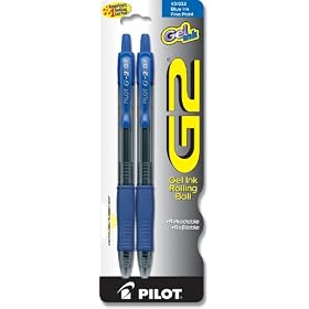 Pilot G2 Fine Point Rolling Ball Blue Gel Ink Pens, 2-Pack (31032)