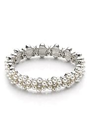 Faux Pearl Floral Diamanté Bracelet