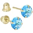 Solid 14kt Yellow Gold .47 Carat Cubic Zirconia December Birthstone Earrings