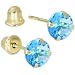 Solid 14KT Yellow Gold .47 Carat Cubic Zirconia DECEMBER Birthstone Earrings