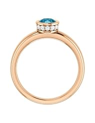 18K Rose Gold 7.00x5.00mm Oval Cut London Blue Topaz and Diamond Ring -- LIFETIME WARRANTY