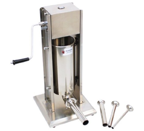 Wurstfüller RWH-05 Wurstfüllmaschine Wurstmaschine Wurstspitze Wurstpresse Wurststopfer Wurstfüllgerät Handwurstfüller Handwurstpresse +++ 5 Liter Fassungsvermögen +++ 2-Gang Getriebe +++ Inkl. 4 Füllrohre aus Edelstahl +++