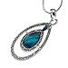 Embolden Jewelry Best New Silver and Blue Green Abalone Paua Shell Oval Teardrop Double Layered Designer Style Necklace